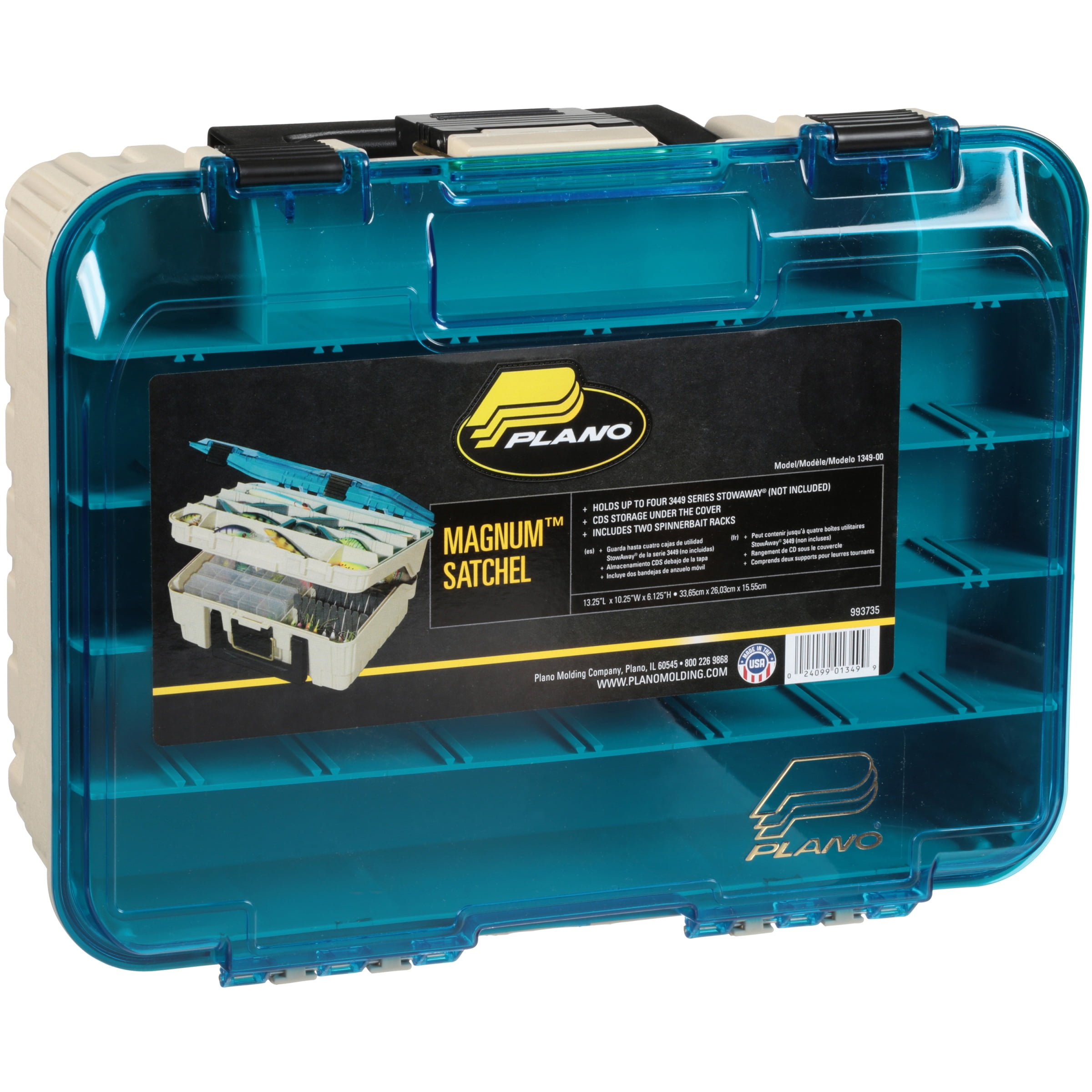 Plano Synergy Fishing Magnum Satchel, Two-Tier Tackle Box, Blue / White 