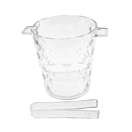 Table Ice Bucket Holder • Beautiful Hard Acrylic Ice Bucket with Tongs. • 6.5 in. high x 6 in. wide at the top x 4.75 in. at the bottom • Use for any Parties • Use as Ice Holders and More. ()