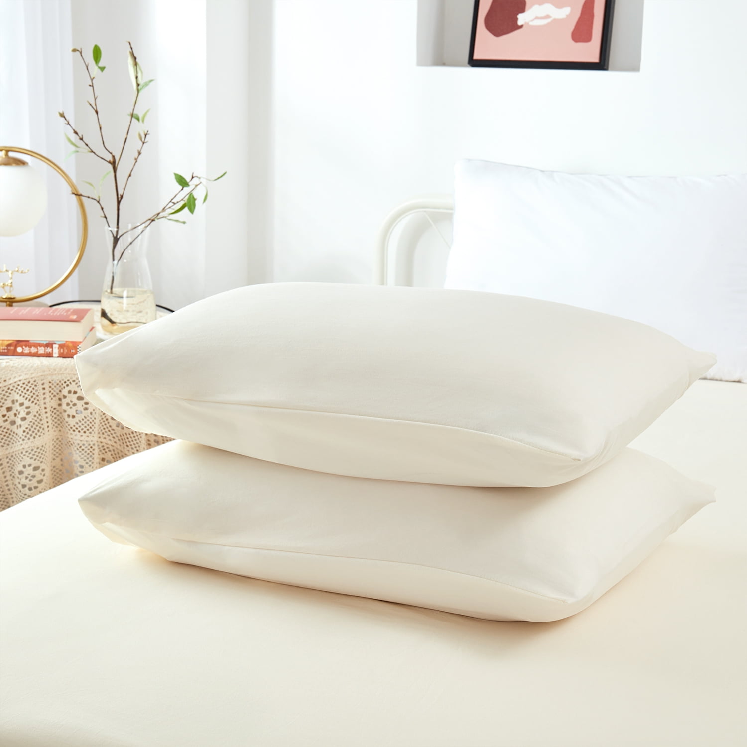 JML Twin Size Duvet Cover Set 2 Piece, Washed Microfiber Comforter Cover,Ivory