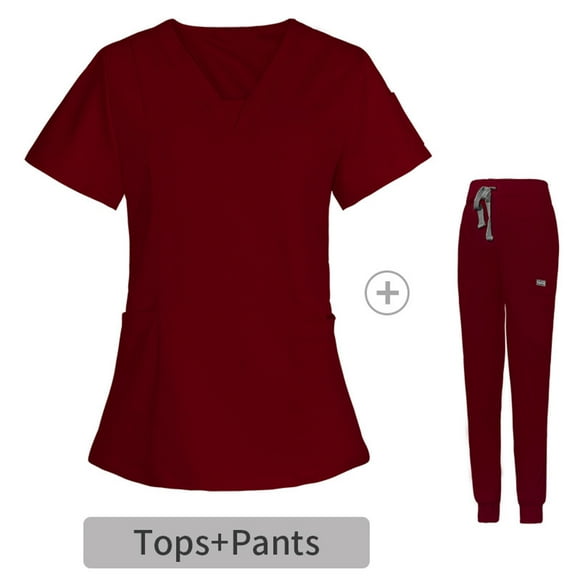 EQWLJWE Liquidation Sarraus pour Femmes Sarraus d'Infirmière Costume Uni Extensible Ensemble de Sarraus pour Femmes Haut Cache-Cœur Extensible et Pantalon Jogger Uniforme de Clinique Col en V Vêtements de Protection Hauts Sarraus d'Halloween
