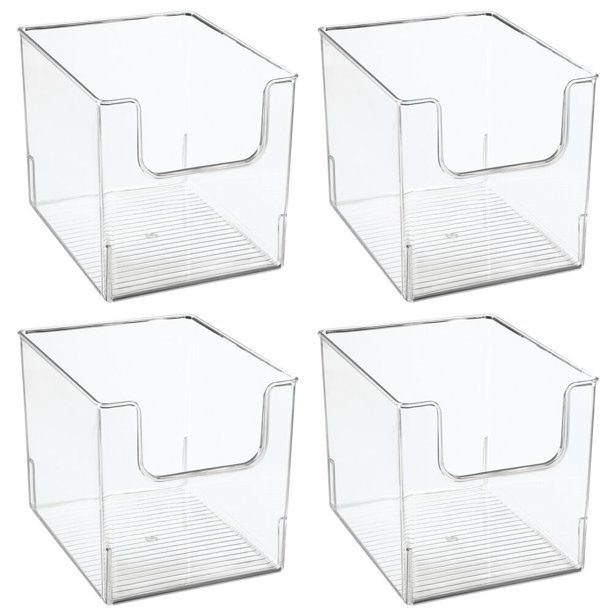mDesign Plastic Food Storage Organizer Bin for Kitchen, 4 Pack Clear