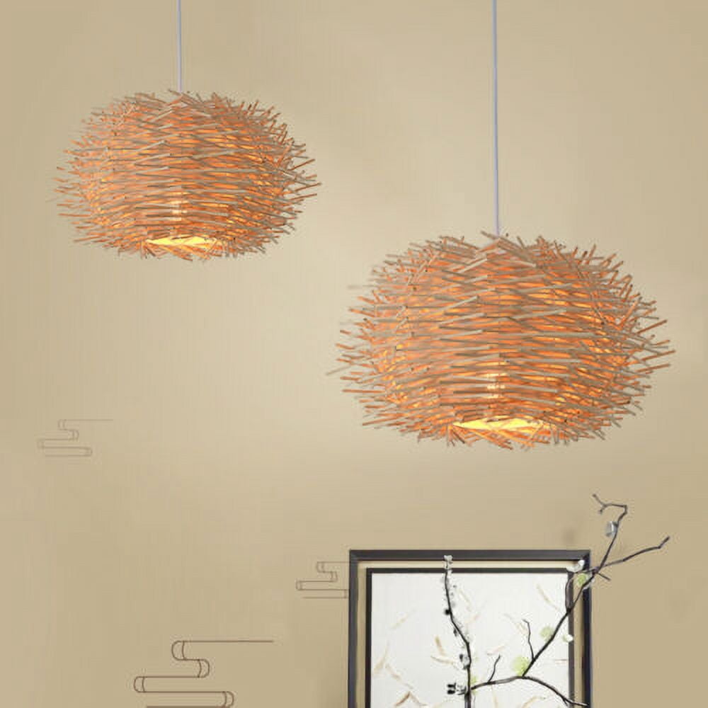 Golden Weaving Pendant Lamp Bird Nest Chandelier Art Decor Pendant Light 40CM