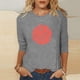 thumbnail image 3 of Blusas para Mujeres Casual 3/4 Manga Cuello Redondo Impreso Suelto, Mujer 3/4 Manga Tops Y Blusas para Diario, 3 of 4