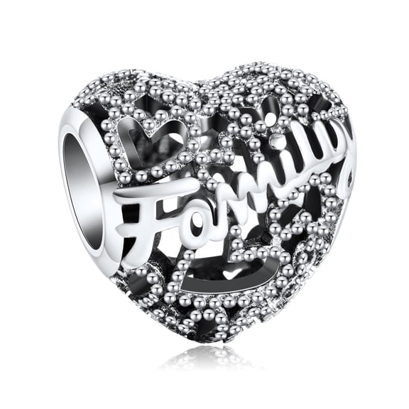 925 Sterling Silver Charm for Bracelets Retro Heart Family Charms Women Bracelet Charm