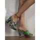 thumbnail image 3 of New Arrival Spring/Summer Vintage Floral Fabric Sandals With Comfortable Non-Slip Metal Buckle, Round Toe, High Heels And Thick Sole For Beach, Vacati, 3 of 4