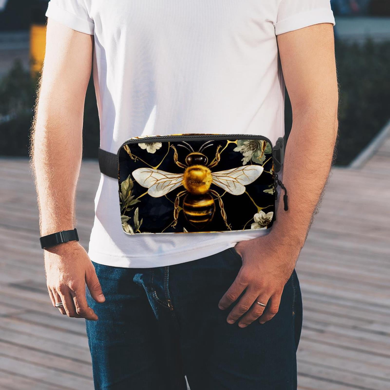 Bee Lightweight Adjustable Fanny Pack with Extension Strap - Unisex Crossbody Bag Money Belt