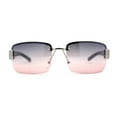 thumbnail image 3 of Old School Rimless Narrow Rectangle 90s Designer Shade Sunglasses Silver Black Pink, 3 of 4