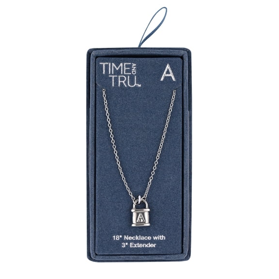 Time and Tru Silvertone Padlock Initial "A" Necklace