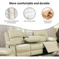thumbnail image 5 of Bonded Leather Reclining Sofa Set, 3-Seat Sofa with Dropdown Coffee Table, Loveseat Recliner with Storage, Beige, Manual Recline, Easy Assembly, 5 of 12