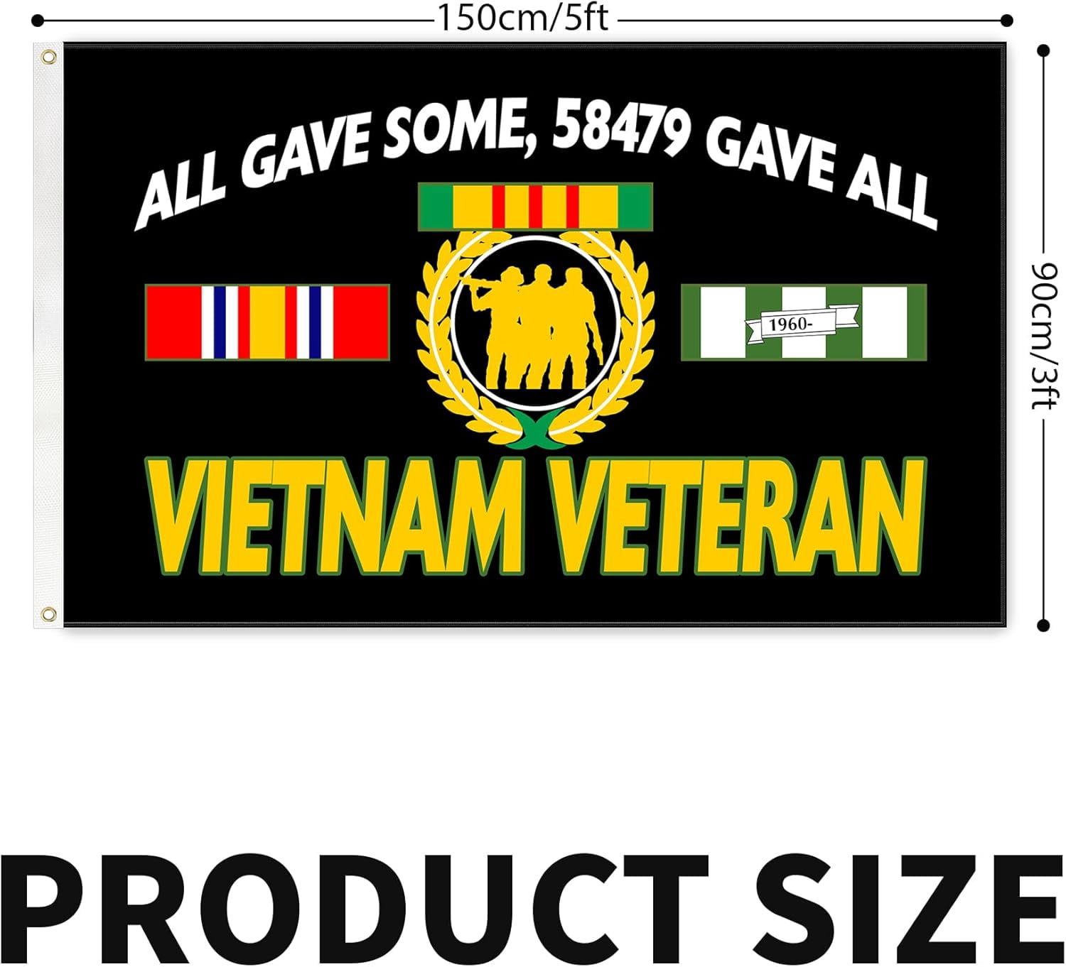 Lanola 3ply Vietnam Veteran Flag All Gave Some Gave All Flags 3x5 Ft Double Layers Heavy Duty Durable Large Flag Banner Outdoor Indoor Decorations with 2 Brass Grommets