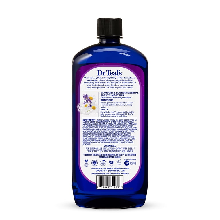 Dr Teal's Foaming Bath with Melatonin Lavender Chamomile Essential Oils 34 fl oz Relaxing Sleep - Walmart.com Dr Teal's Foaming Bath with Melatonin Lavender Chamomile Essential Oils 34 fl oz Relaxing Sleep - Walmart.com
