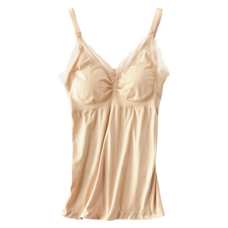 Pretty Comy Maternity Nursing Cami Tank Tops for Breastfeeding Seamless with Built in Bra