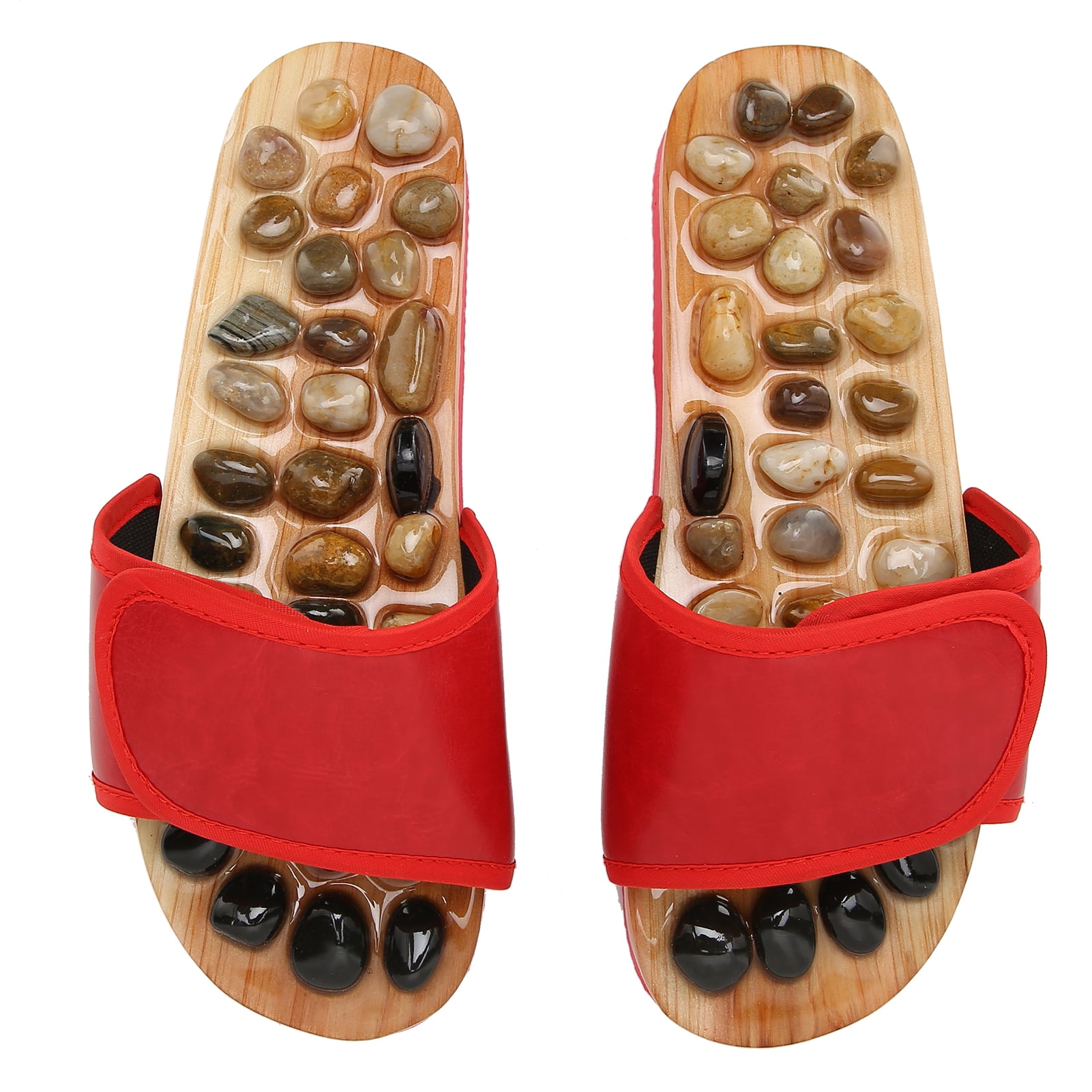 BOKYAN Acupressure Foot Massager Sandals Reflexology Therapy Slippers Red Size 37-38 (10.24 in / 26 cm) for Muscle Tension Relief