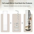 thumbnail image 3 of IVV 2-in-1 Rotating Floor Mirror with Coat Rack Combo, 65.7"x17.7" Full-Length Mirror with Wooden Stand and Storage Shelves for Bedroom, Living Room (White), 3 of 5