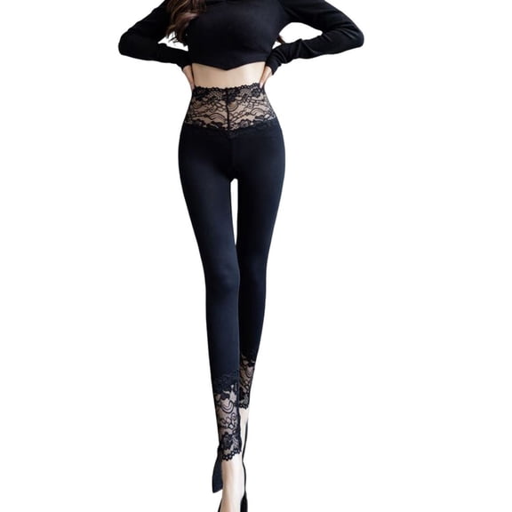 Darzheoy Women's Leggings Fall Solid Color Versatile Comfortable Thin Skinny Slim High Elasticity Casual Cotton Lace Bottomed Pants