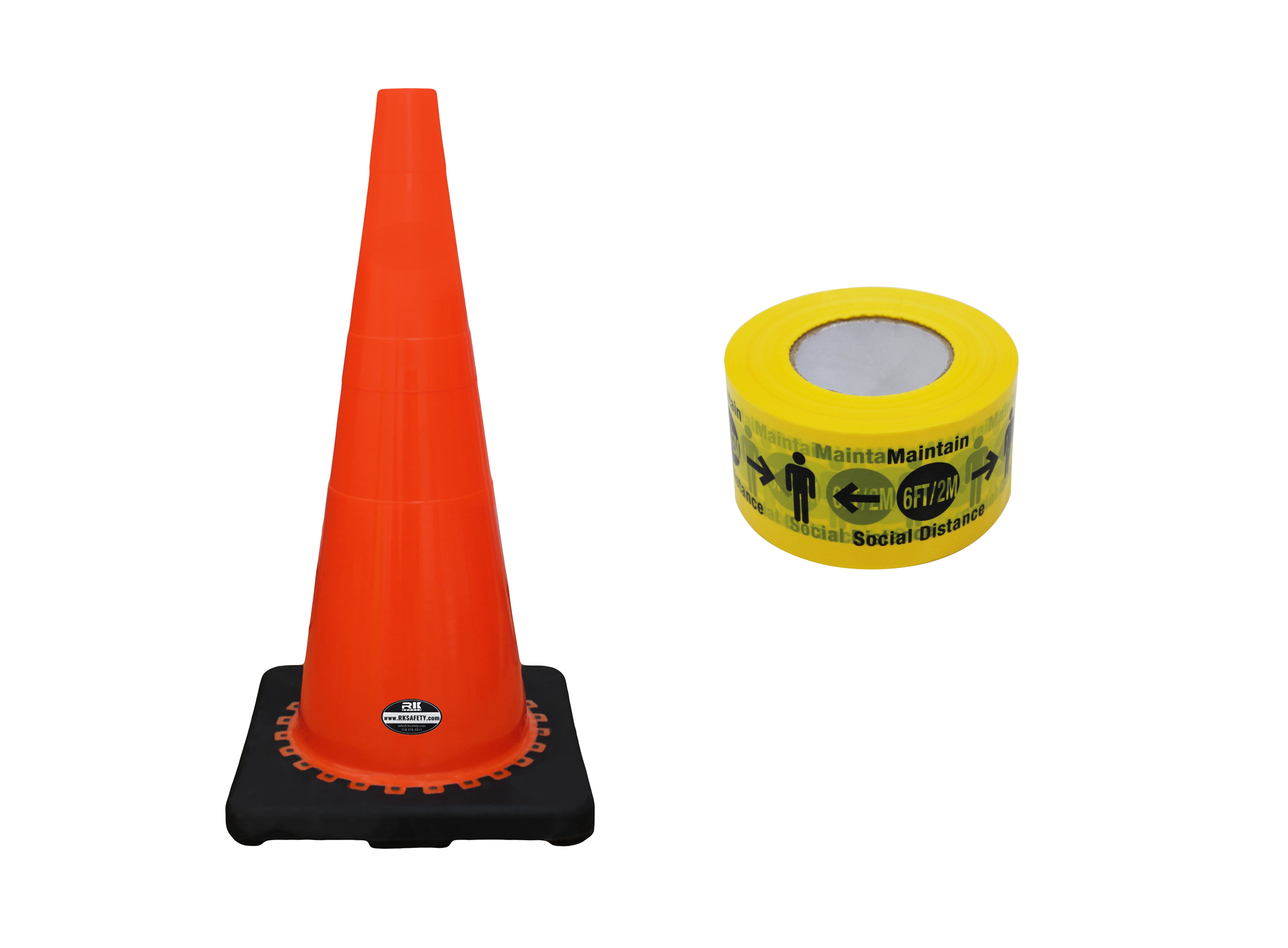 RKSafety 28" Orange Traffic Safety Cone, Black Base with HighVisibility Pandemic Barricade