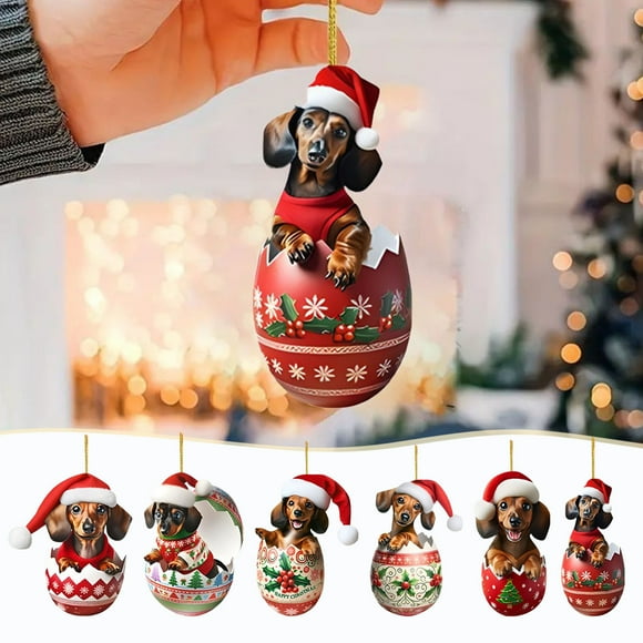 Fiudx Percha Navideña para Coche con Forma de Perro, Bonita Decoración Acrílica, Diseño Colorido Artesanal, Adorno para Coche o Oficina, Aire Refrescante, Ideal para Regalo Festivo, Tamaño 8 X 0,4 Cm