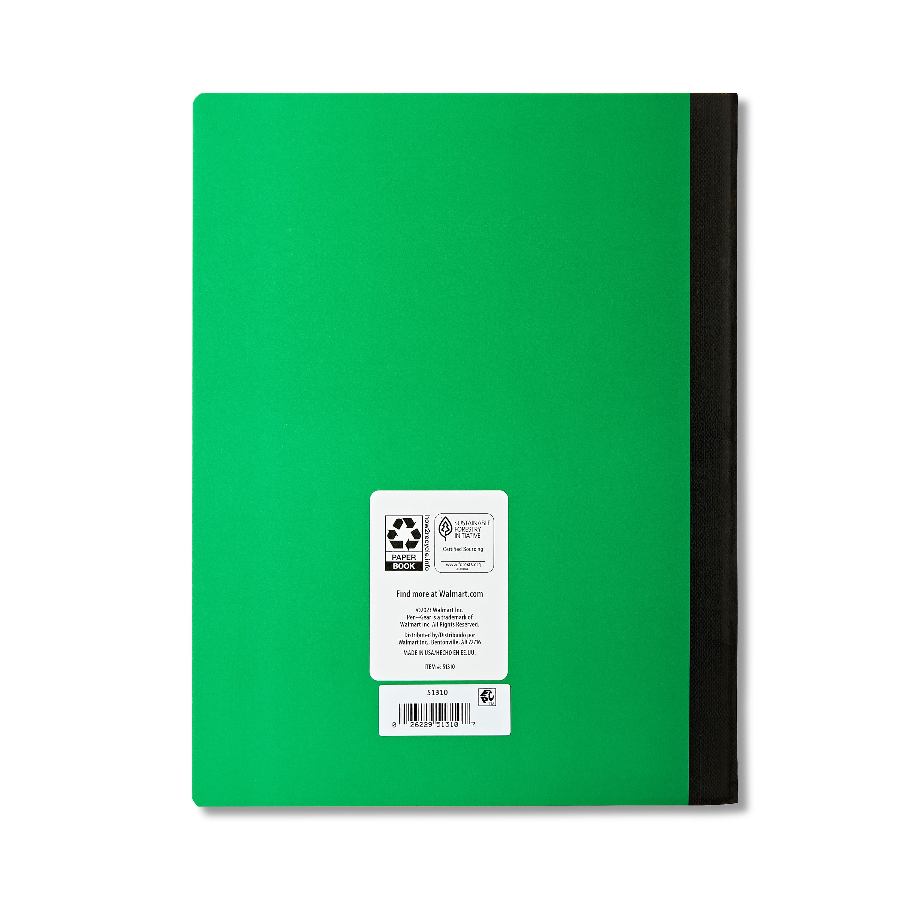 Pen+Gear Wide Ruled Composition Book, 7.5" x 9.75", Green, 80 Sheets