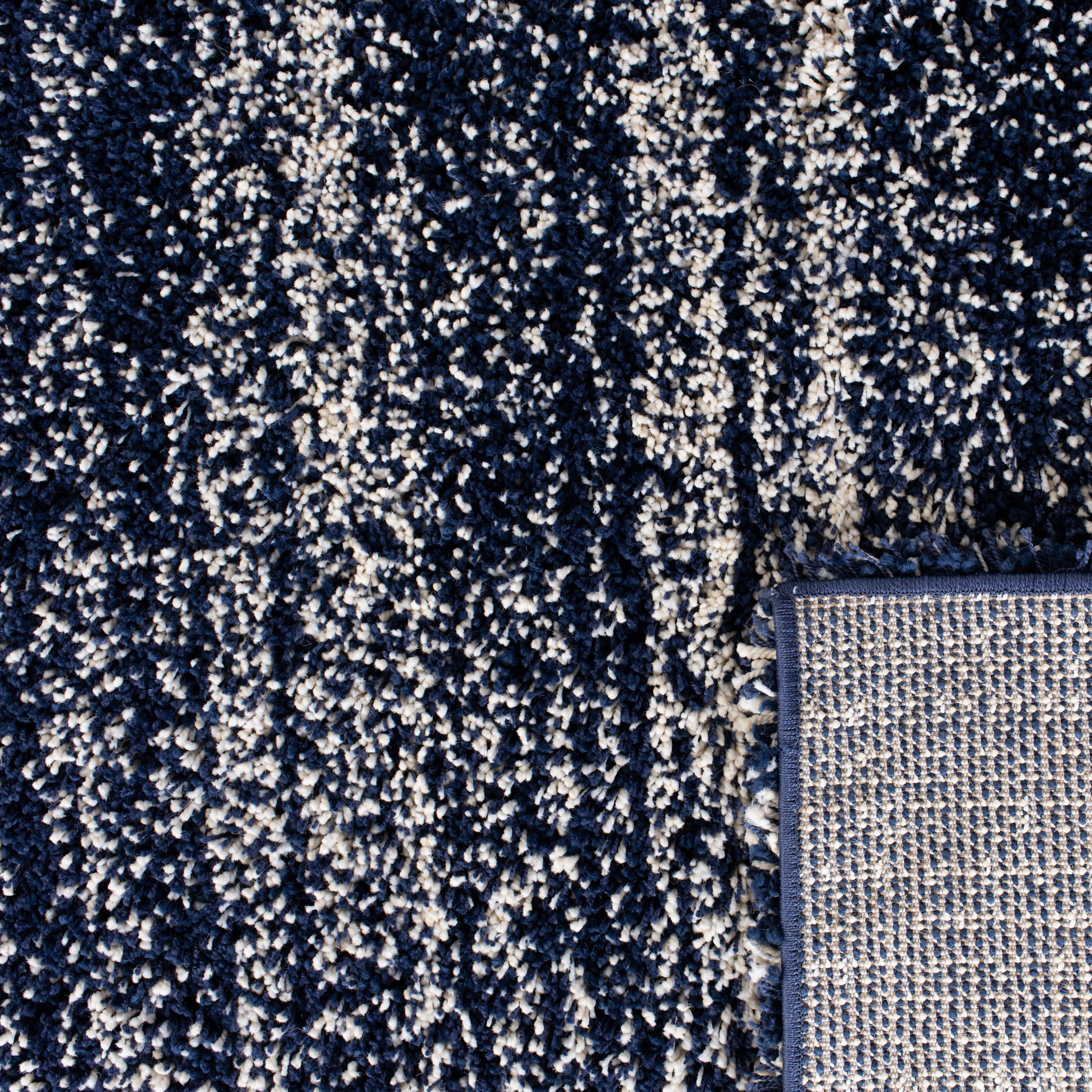 Safavieh Hudson Jaden Striped Shag Runner Rug, Navy/Ivory, 2'3" x 10'