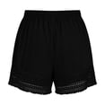 thumbnail image 7 of Women's High Waisted Lace Trim Shorts, Elastic Lightweight Summer Shorts with Fringe Hem and Pockets, Stylish Casual Flowy Shorts for Beach Vacation Daily Wear Black L, 7 of 7