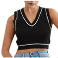 thumbnail image 2 of Womens Clothes under $5.00 Clothing Women's Fashion Summer V Neck Leisure Sleeveless Splicing Vest Tops, 2 of 9