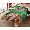 thumbnail image 4 of Ambesonne Under the Sea Fitted & Top Sheet Set with Shams, Octopus in Water, Green Brown Red, 4 of 5