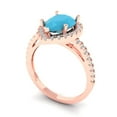 thumbnail image 2 of Clara Pucci 14K Rose Gold Solid Gold Turquoise Halo Anniversary Ring for Women - 2.38 cttw Pear Cut, 2 of 7