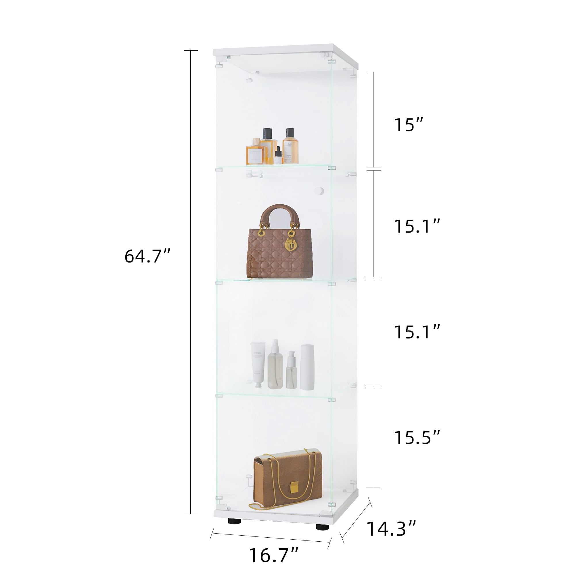 Noble House Glass Display Cabinet 4 Shelves with Door,white