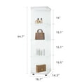 thumbnail image 3 of White Glass Display Cabinet - 4 Shelf Curio Bookshelf for Living Room, 3 of 8
