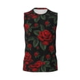 thumbnail image 4 of Yiaed Roses Print Men's Singlet Vests Summer Running Muscle Tank Tops Gym Undershirt Round Neck Sleeveless for man, 4 of 5