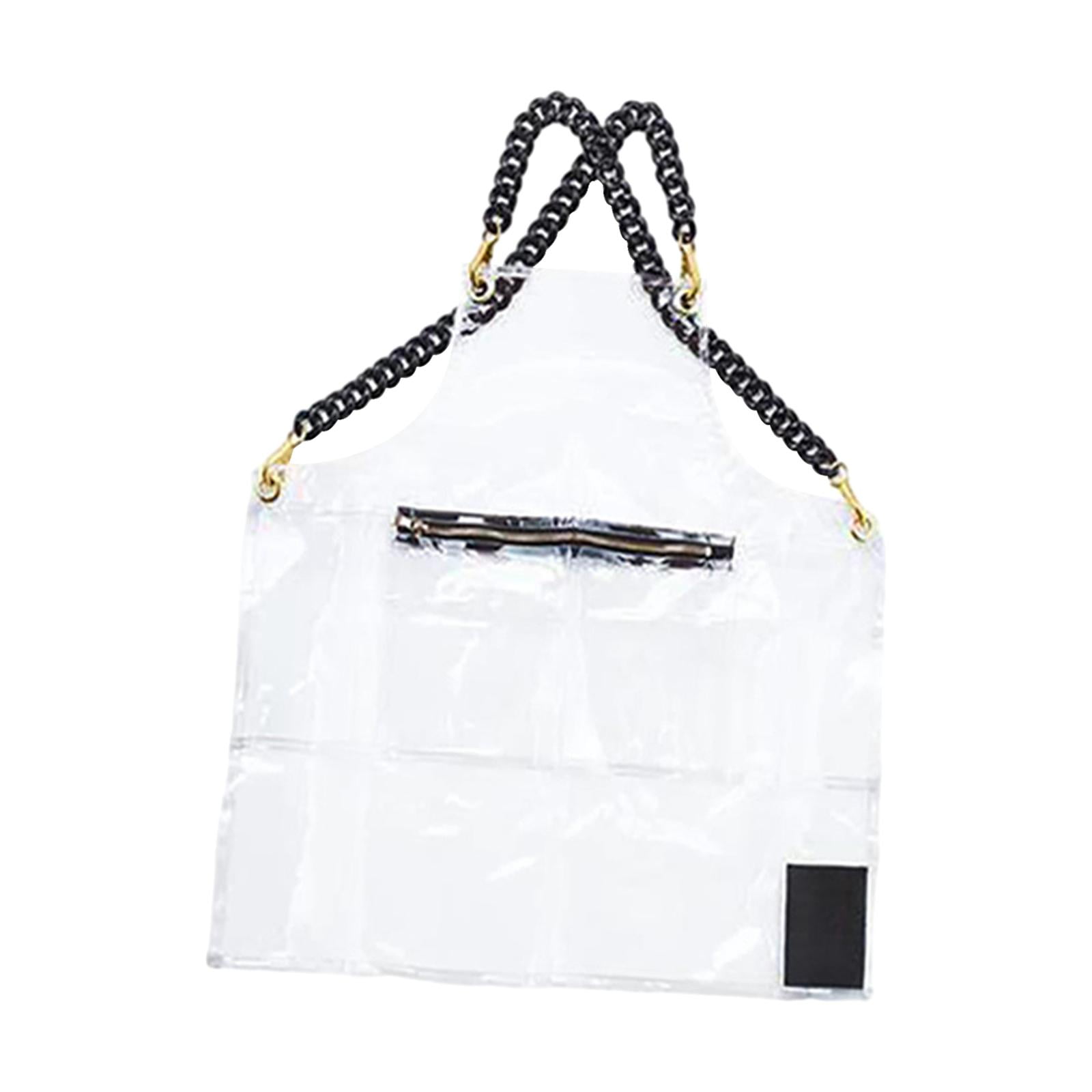 Fiocias Oilproof Apron Baking Apron BBQ Apron Portable with Pocket Lightweight TPU Apron Clear