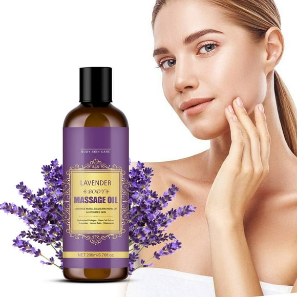 Holiday Gifts! Gspmoly Essential Oils, Lavenders Body Massage Oil Massage Muscles and Burn Warm up and Hydrates Skin with Hydrolyzed Collagens Lavenders Lemon Balm Chamomile 200Ml Aromatherapy Oils
