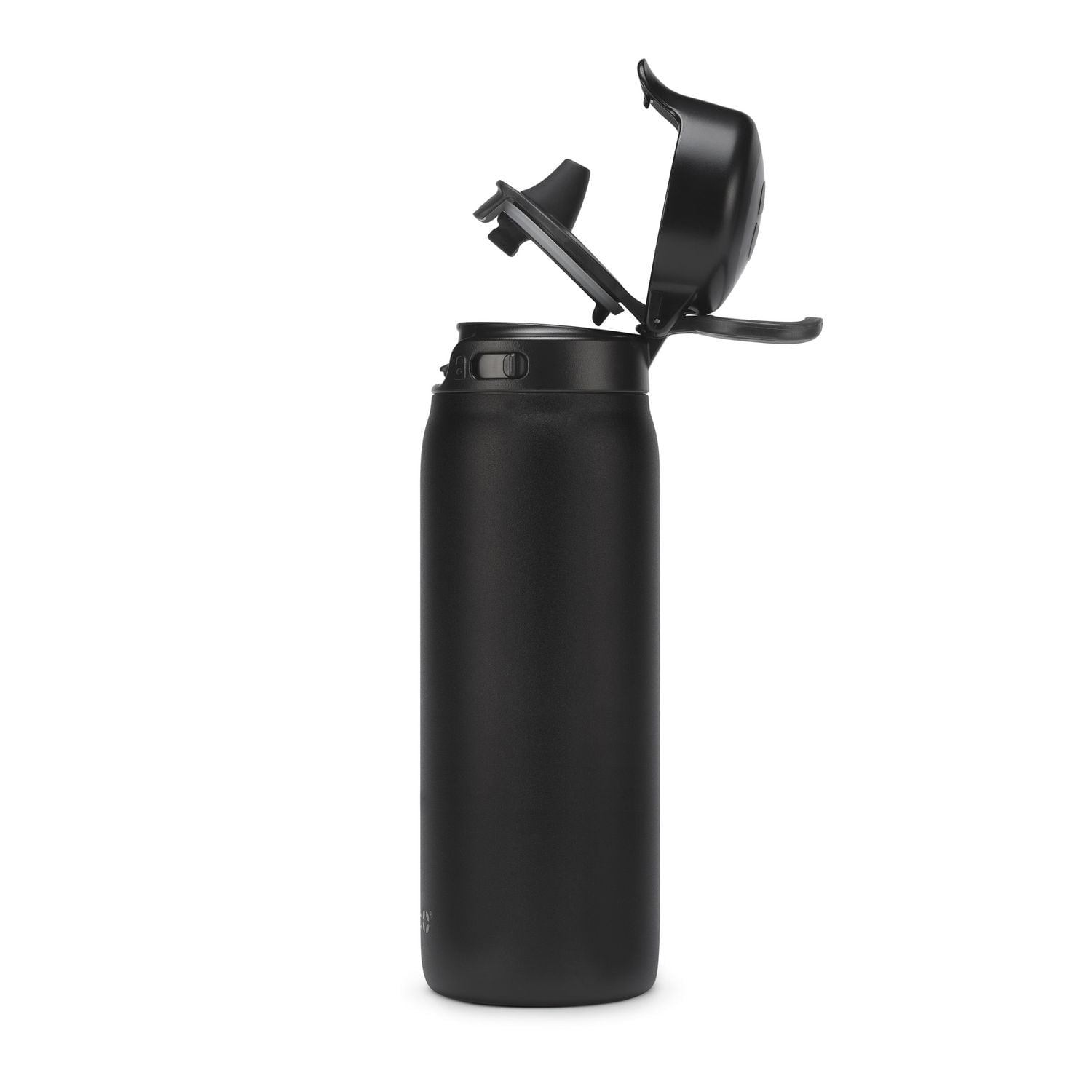 Ello 18 oz Flip & Fill Black Stainless Steel Water Bottle, Purple