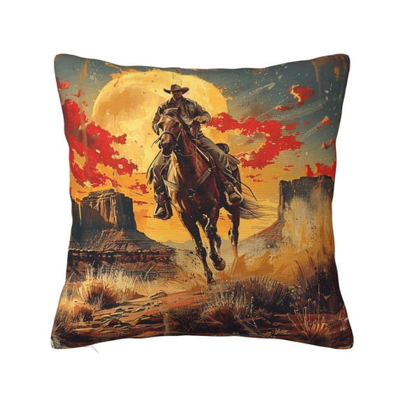 Western Desert Cowboys Vintage Art Throw Pillow Covers Decorative Pillowcases for Bed Couch Home Decor Car Sofa 12x12