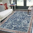 thumbnail image 2 of Haperlare Washable Area Rug Persian Traditional Chic Area Rugs Carpet Vintage Distressed Carpet Rug Foldable Coffee Table Accent Rug Bedroom Decor, Blue 4' x 6', 2 of 5