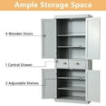 thumbnail image 6 of KIGOTY 72'' Tall Kitchen Pantry with 4 Doors, Large Drawer,Adjustable Shelf, Pantry Storage Cabinet for Dining Room Living Room, Kitchen,Grey, 6 of 7