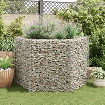 vidaXL Gabion Basket Hexagonal, Galvanized Steel Gabion Planter, High Load Capacity, 63"x55.1"x39.4"