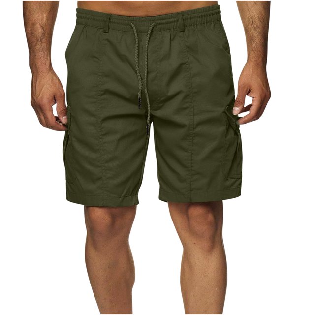Men's Athletic Shorts, Workout Gym Shorts with Elastic Drawstring Waist, Stretch Casual Shorts for Running and Lounge, Solid Color Men's Shorts with Pockets