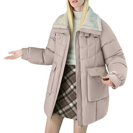 iHPH7 Womens Puffer Jacket Womens Winter Clothes Women s Outerwear Winter Parka for Women Winter Clothing for Women Thick Winter Coats for Women Overcoat for Women Khaki XL