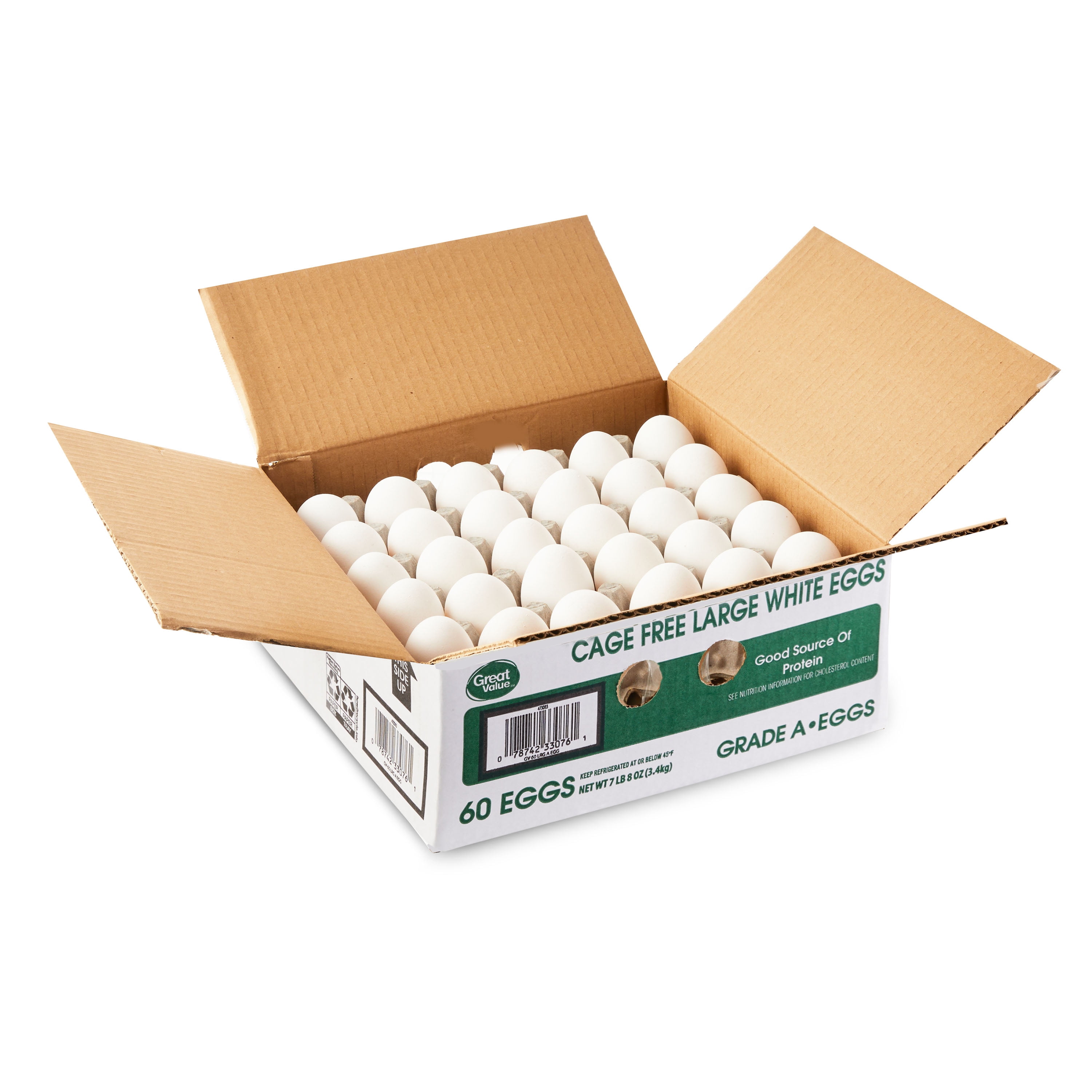 Great Value Cage-Free Large White Eggs, 60 Count