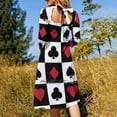 thumbnail image 3 of Card Pattern-Red Sweetheart Knot Flared Dress Fashion Design Large Size Loose Dress Play Player Hearts s Clubs, 3 of 5