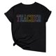thumbnail image 1 of Camiseta informal con estampado para mujer: manga corta, cuello redondo, diseño de esqueleto de Halloween, 1 of 3