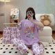 thumbnail image 1 of Conjunto de pijamas de dibujos animados de verano para mujer, pantalones largos de manga corta tipo algodón, ropa para el hogar de estilo lindo, traje de tres piezas, ropa de dormir, 1 of 5