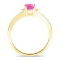 thumbnail image 2 of SZUL Women's Emerald Cut Pink Topaz and Diamond Classic Band in 10K Yellow Gold, 2 of 5