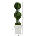 thumbnail image 2 of Nearly Natural 3.5ft. Boxwood Double Ball Topiary Artificial Tree in White Metal Planter(Indoor/Outdoor), 2 of 4