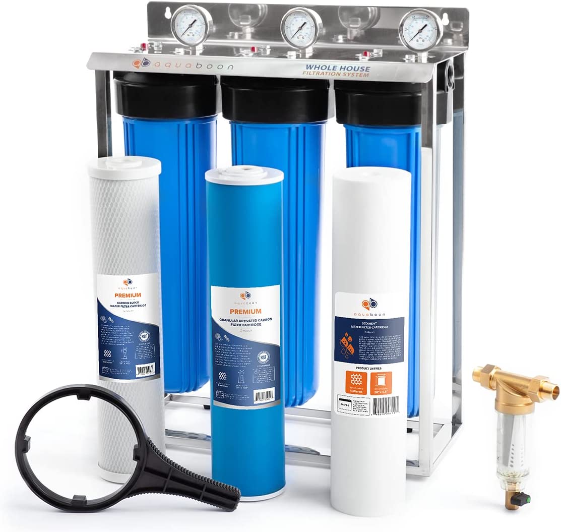 Aquaboon 3Stage 20" Whole House Big Housings Blue Color Filtration