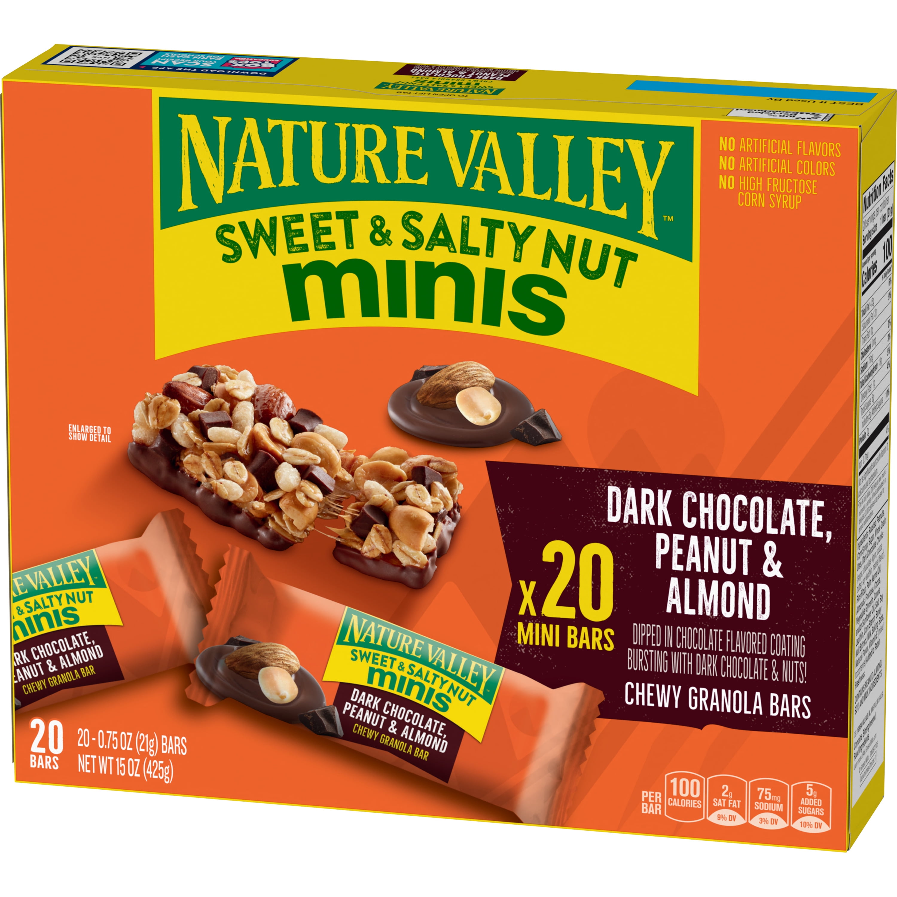 Nature Valley Mini Granola Bars, Dark Chocolate Peanut Almond, 20 Bars, 15 OZ