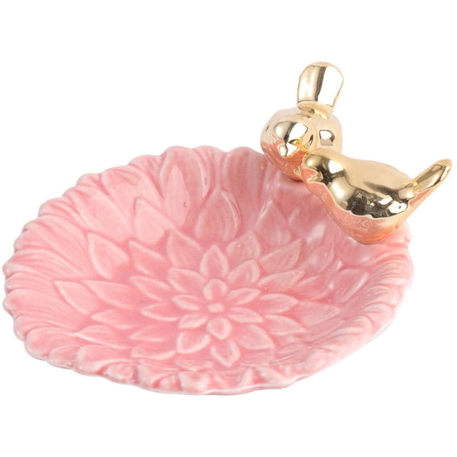 Bandeja para platos de joyería, diseño de pájaros, con forma de flor, anillo de cerámica, soporte para platos, bandeja decorativa para baratijas, llavero, moneda, para pulseras, pendientes, anillos,