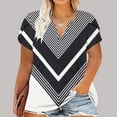 thumbnail image 2 of Summer Saving Wycnly Cute Tops for Women Floral Print V-Neck Short Sleeve T shirts Summer Plus Size Fashion Petal Sleeve Loose Breathable Tunic Blouses Black XXXL Clothes, 2 of 5