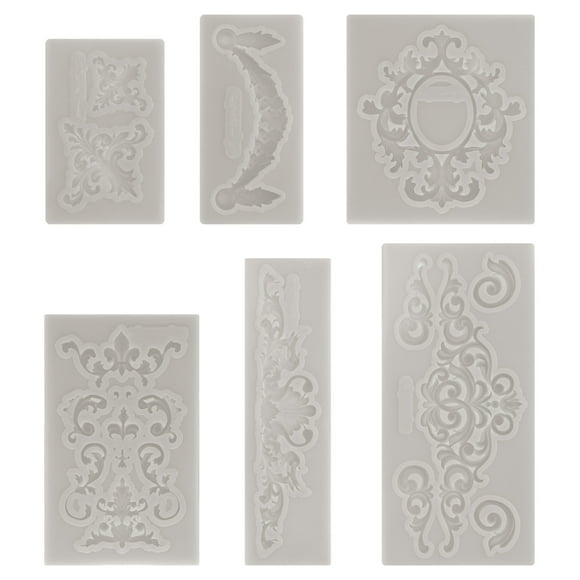 Unique Bargains 6PCS Polymer Clay Mold, Clay Mold Fondant Mold 3D Baroque Iod-Mold Silicone Rose for Crafts Air Dry DIY Cakes, Grey